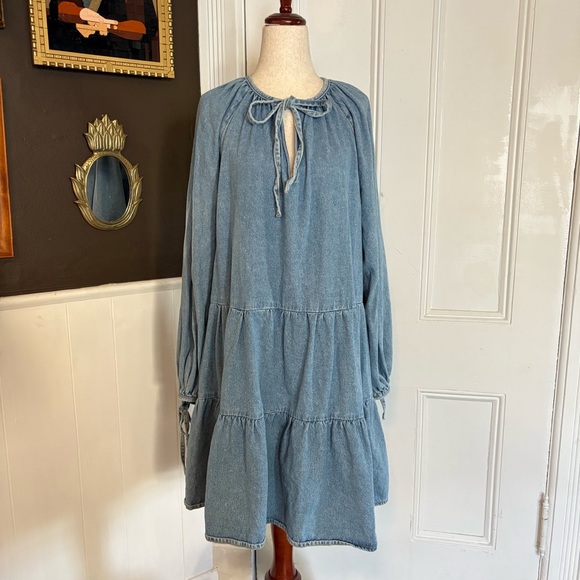 H&M Light Blue Long Sleeve denim Dress, NWOT, size medium - Picture 1 of 5